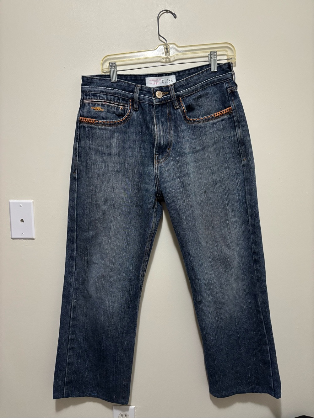 Guess Los Angeles Est. 1981 Dark Wash Distressed Denim Jeans (Size 34)